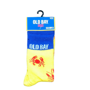 old bay yellow men’s Socks with red crabs size 6-12